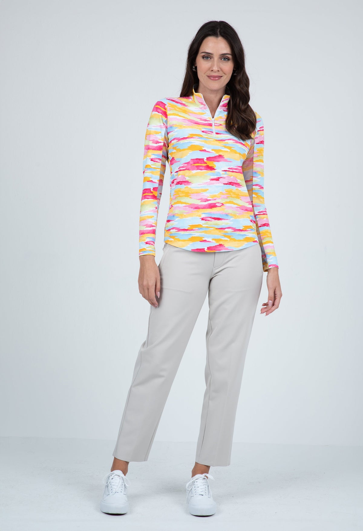 Jessie Print Long Sleeve Mock Neck Top – 10867