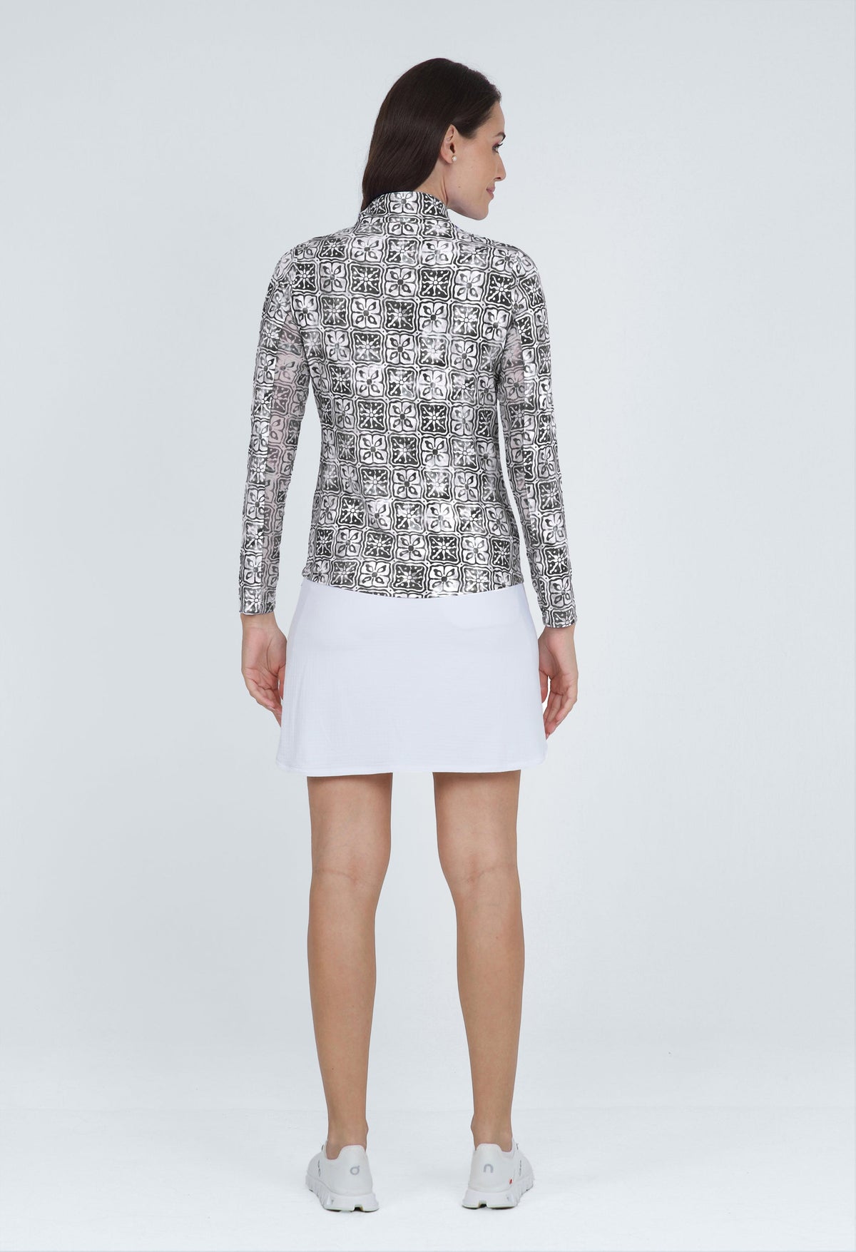 Kathy Print Long Sleeve Mock Neck Top – 10871