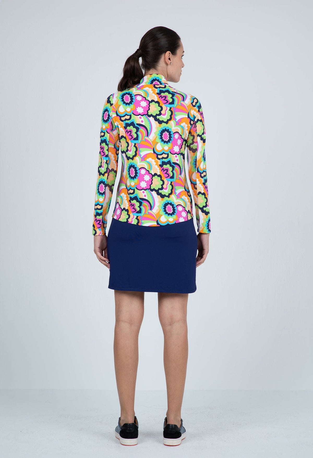 Yolanda Print Long Sleeve Mock Neck Top – 10873